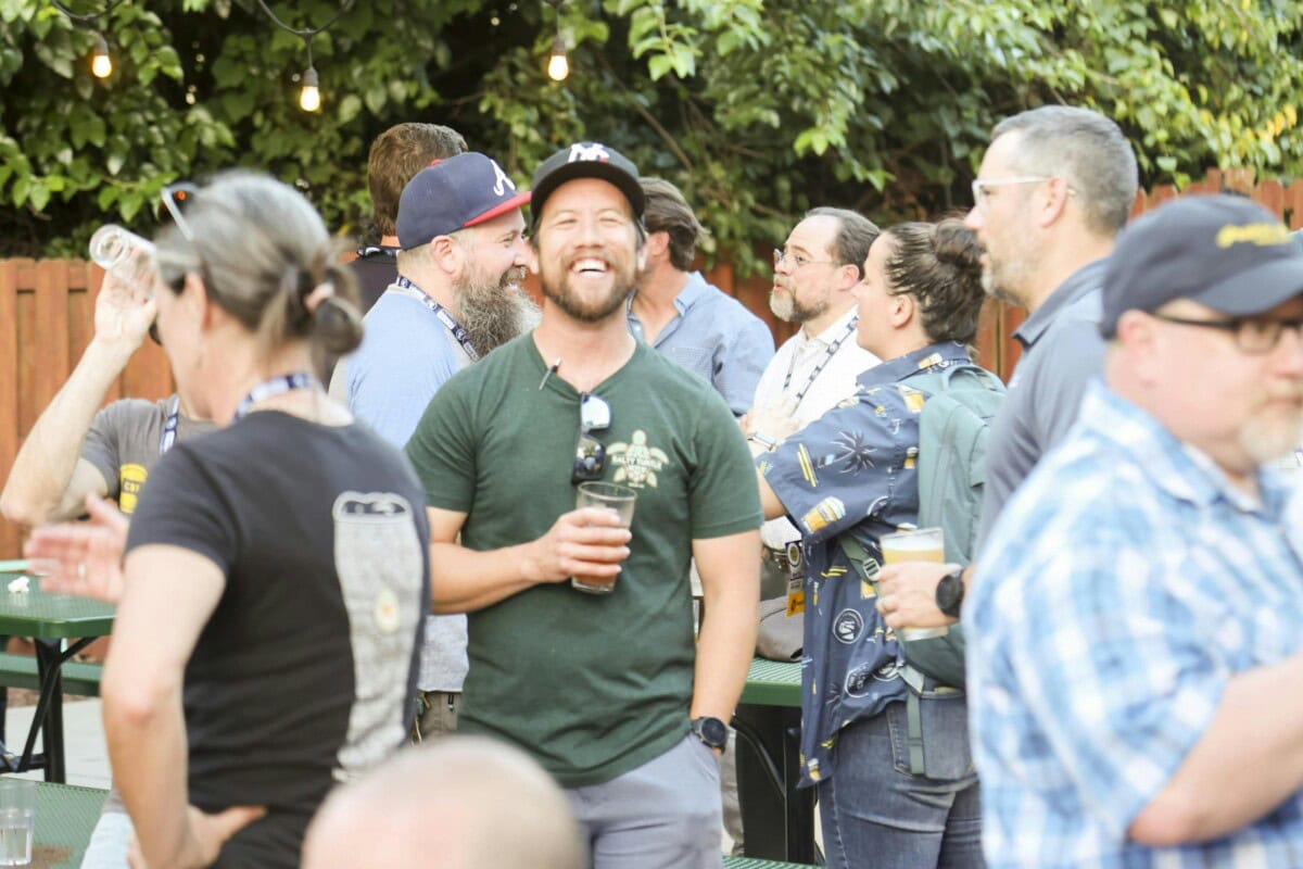 People mingling in a New Jersey Brewers Conference event