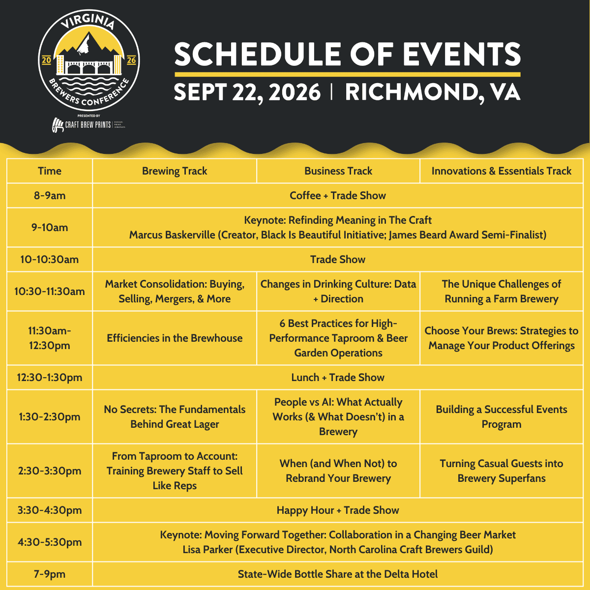 virginia brewers conference 2026 schedule 9 22 26