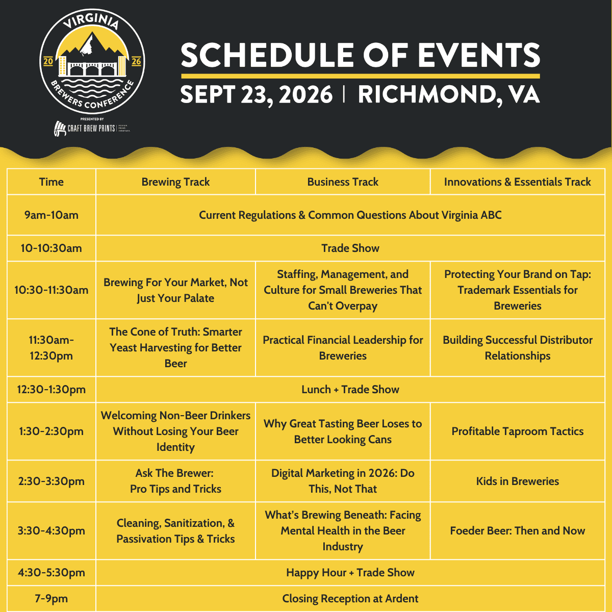 virginia brewers conference 2026 schedule 9 23 26