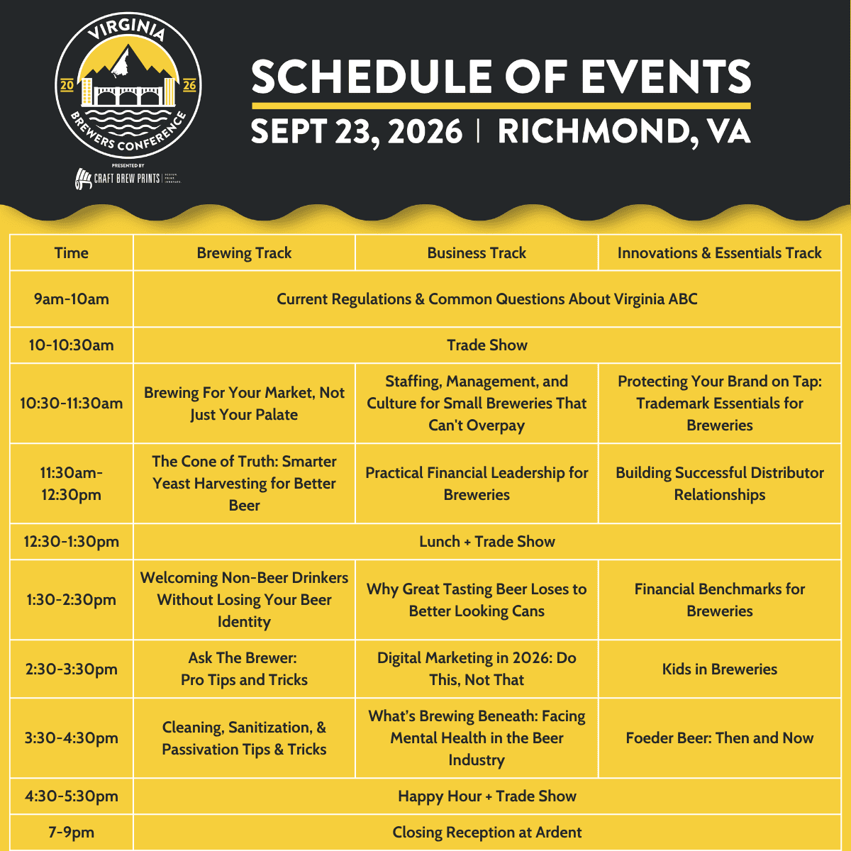 virginia brewers conference 2026 schedule 9 23 26
